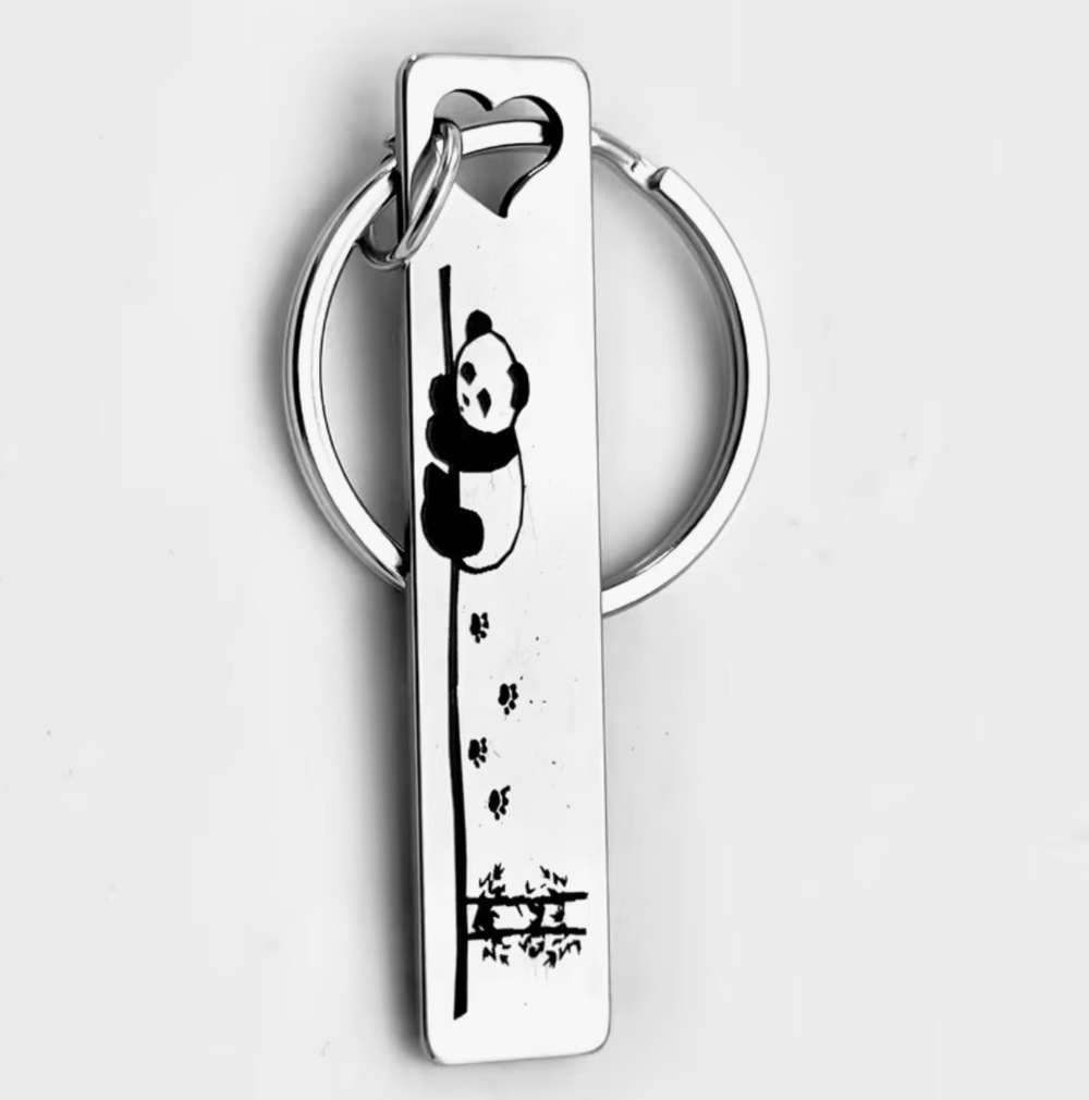 3/$25 Panda Bear Paw Prints Stainless Steel Keychain NEW